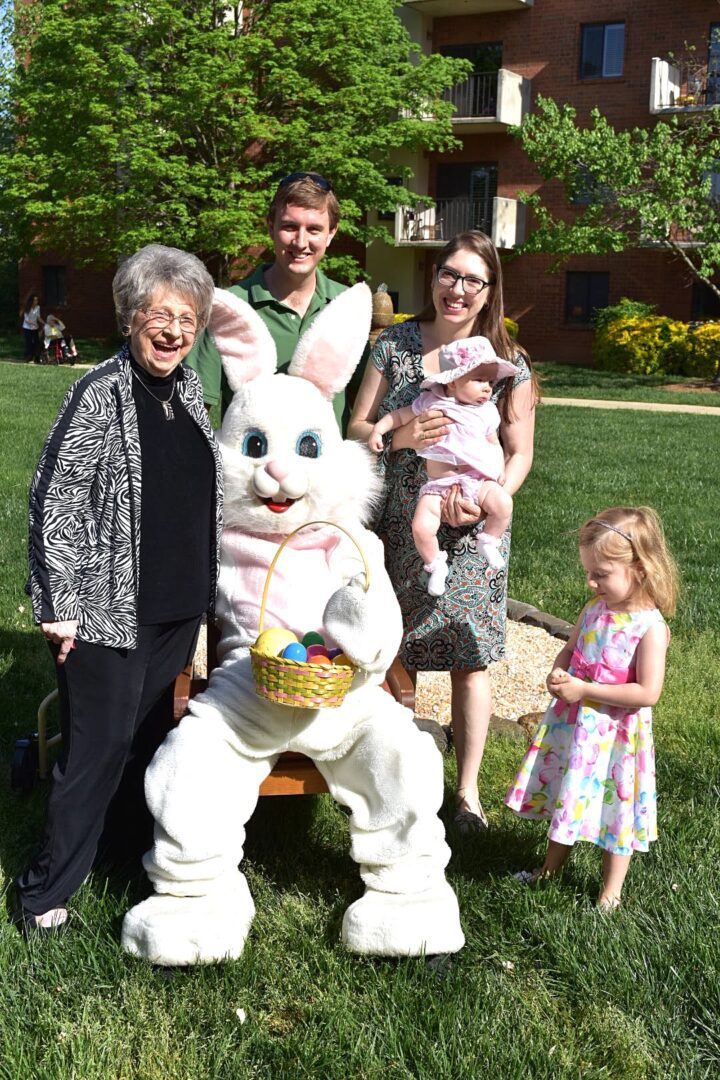 Mount Vernon Towers Easter Easter Bunny with family