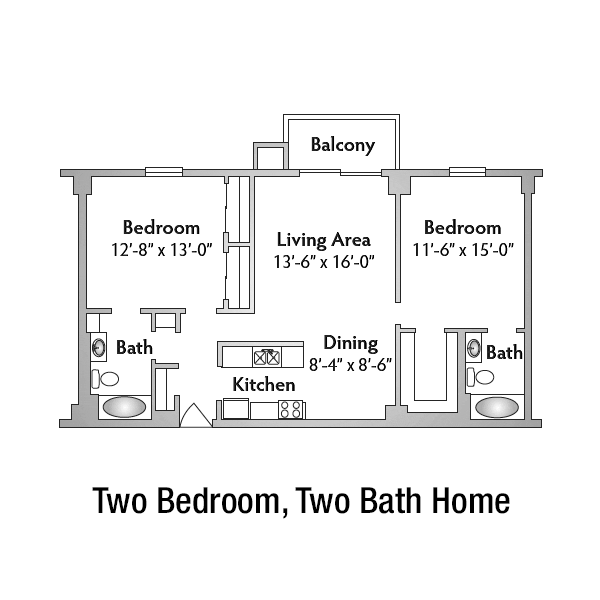 Two Bedroom, Two Bath Home