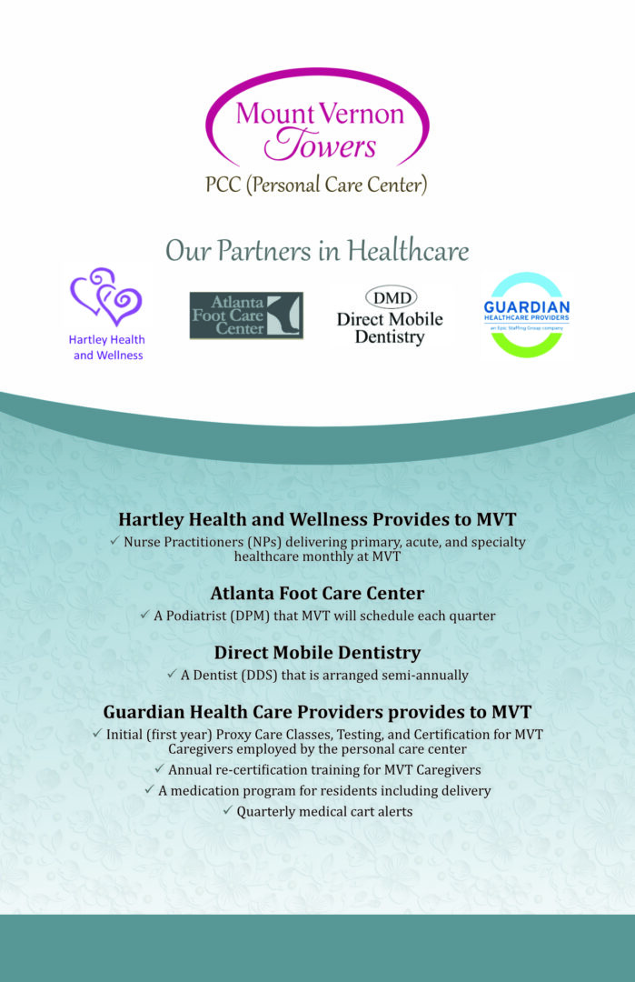 A flyer for the personal care center.